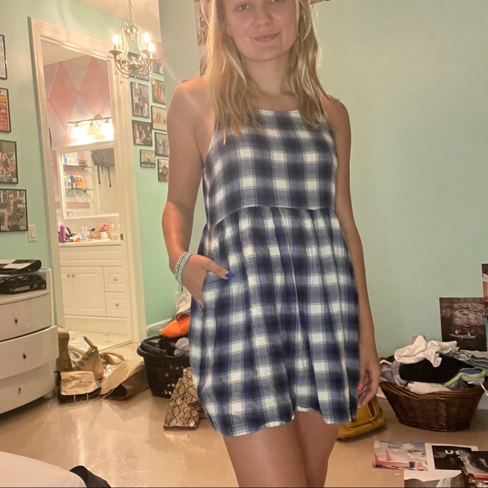 Blue plaid dress